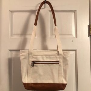 Canvas and Leather Shoulder mini-Tote Bag NWOT